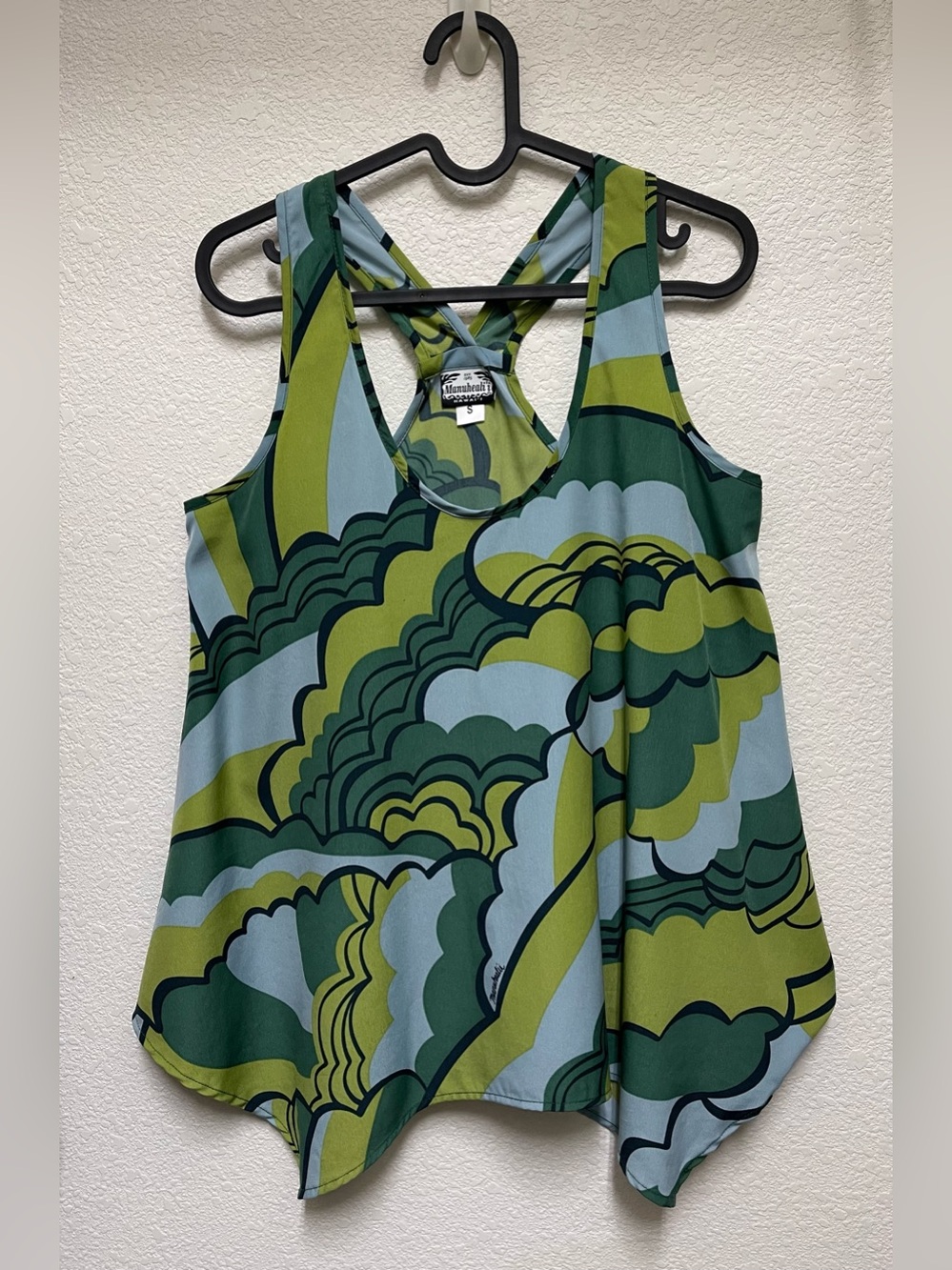 MANUHEALIʻI Racerback Handkerchief Hem Tank Top Women’s Size S Hawaiian Wear